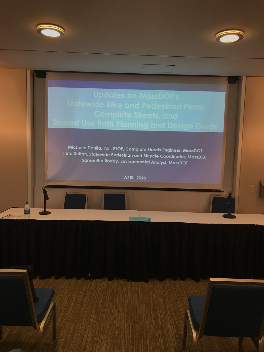 OldColonyPC's tweet photo. Ready to hear about the @MassDOT Statewide Bike and Pedestrian Plans, Complete Streets, and Shared-Use Path Planning and Design Guide!
#NEbikewalk https://t.co/NoTUqy7RsJ