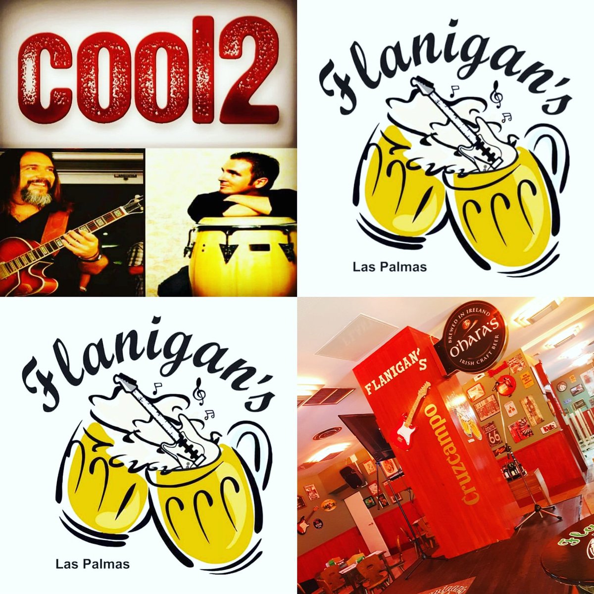 AlbertoGulias's tweet photo. Ésta noche/Tonight! 9:00 pm #Cool2 #FlanigansLasPalmas P° Las Canteras esq. Grau Bassas #PlayaChica #PlayaLasCanteras #LasPalmasGranCanaria @lascanteras #LiveMusic #MúsicaEnVivo #SoulPopRockFunk https://t.co/8tw7DYHueF