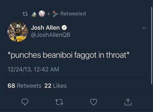 Hey <a href="/JoshAllenQB/">Josh Allen</a>, congrats on the draft, will you use this as an opportunity to speak out against such things?