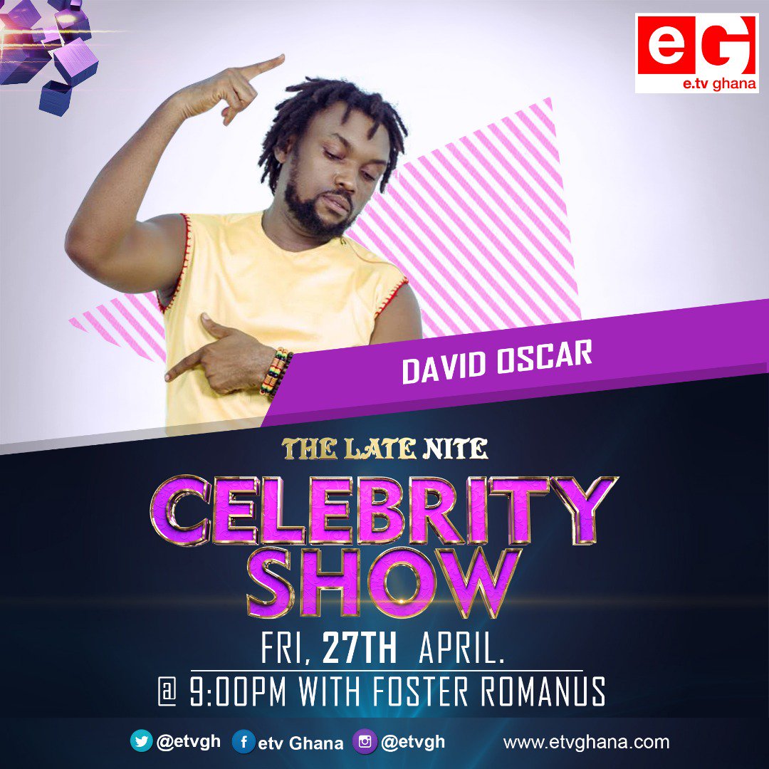 davidoscardogbe's tweet photo. #DONatives
Let's turn up tonight on #LateNightCelebrityShow on #ETV
What a happy reunion it will be with @fosterromanus
Kindly make time and tune in
#NeverChatThem 
#ReggaeSpotAndComedyNIGHT
#30thApril2018
#HavilahRestaurant
#KOFCITY https://t.co/606I7TjgOG