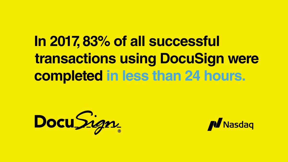 Docusign's tweet photo. Imagine if your important moments in business and life were completed in less than 24 hours? 🤔 #WeDocuSign https://t.co/gDyei77IqE https://t.co/Sw6ZFgd4kE