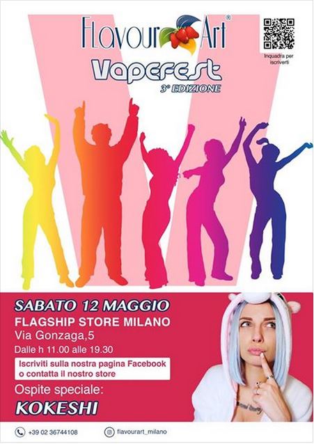 Flavourart's tweet photo. 🎉 Siete tutti invitati Sabato 12 MAGGIO presso il nostro elegantissimo store di Milano, via M. Gonzaga 5 !! 🎉
 #VAPEFEST 😗💨, TERZA EDIZIONE !
⭐ospite speciale l'affascinante KOKESHI ⭐ https://t.co/hQofkMDZIb