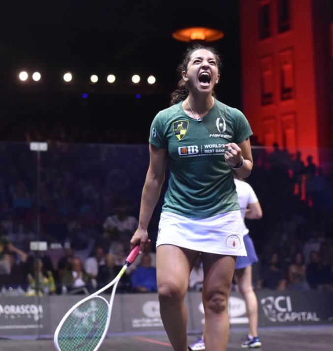 ElGounaSquash's tweet photo. After leading 10-5 @RaneemElWelily finally takes the title on her 6th match ball : 

[2] Raneem El Welily (Egy)  3-1 [1] Nour El Sherbini (Egy)   5-11, 11-8, 11-3, 14-12 (50m) https://t.co/rQ3fFnIHl3