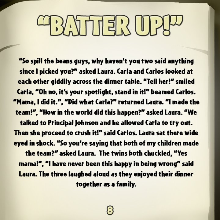 JumpStart3D's tweet image. Part 4 of this month’s Weekend Reader completes Carla and Carlos’ story. Stay tuned for next month’s new series! #JumpStartGames #weekendreader #educationalgaming
smarturl.it/WeekendReader2…