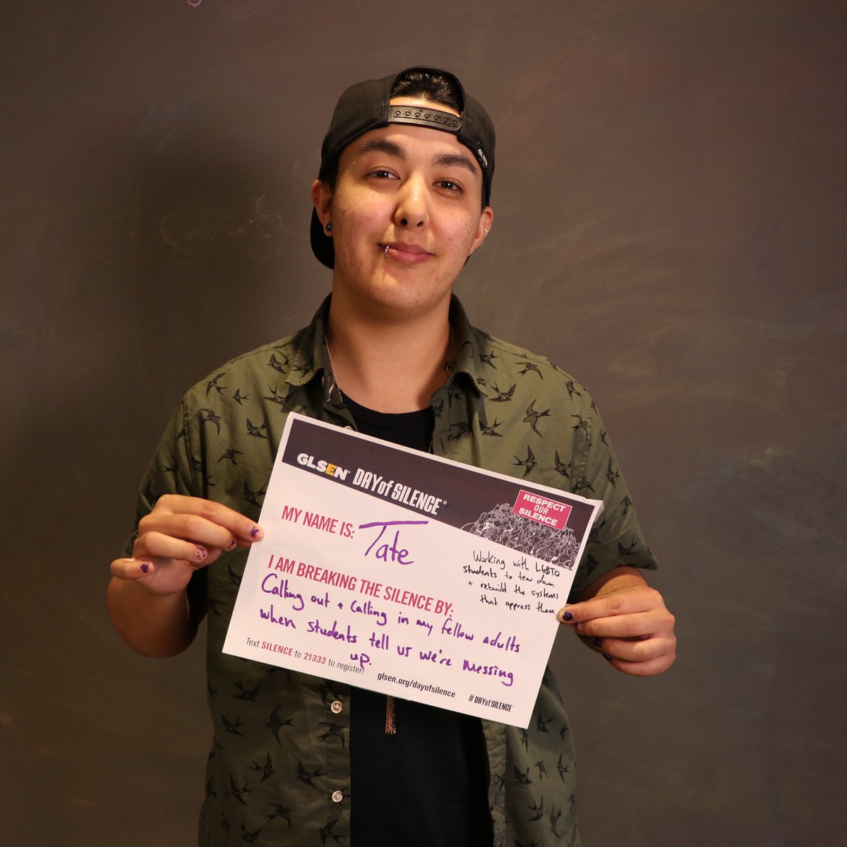 GLSEN's tweet photo. GLSEN’s community silence starts NOW for the next three minutes. GLSEN's New York and DC staff has joined students across the U.S. in these silent minutes to reflect on how they will break the silence for #LGBTQ youth. (1/4) https://t.co/xRyPOBPOcs