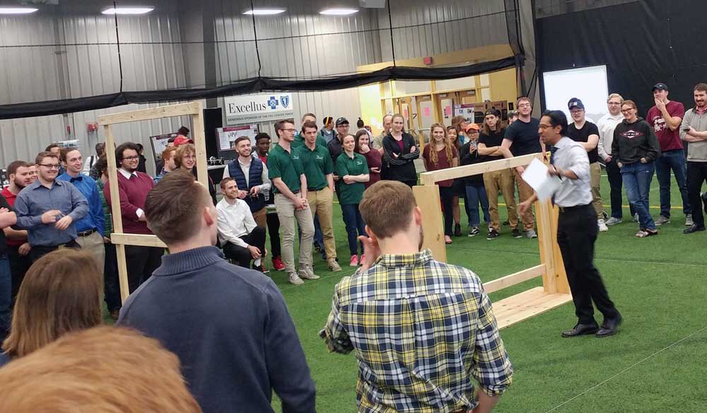 MonroeCC's tweet photo. Is it a bird? A plane? No, it’s a mini UAV! Today, #MonroeCC hosted teams from @flcc_connects @RITtigers @sunyjefferson & @NiagaraCCC for the annual @SUNY Two Yr Engineering Science Assoc competition. https://t.co/GT6h23hzbF #MCCEngineering #drone #STEM https://t.co/g4iQgPmGlO