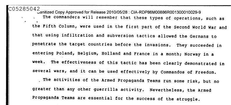 Here's the CIA openly praising Nazi "fifth column" strategies.