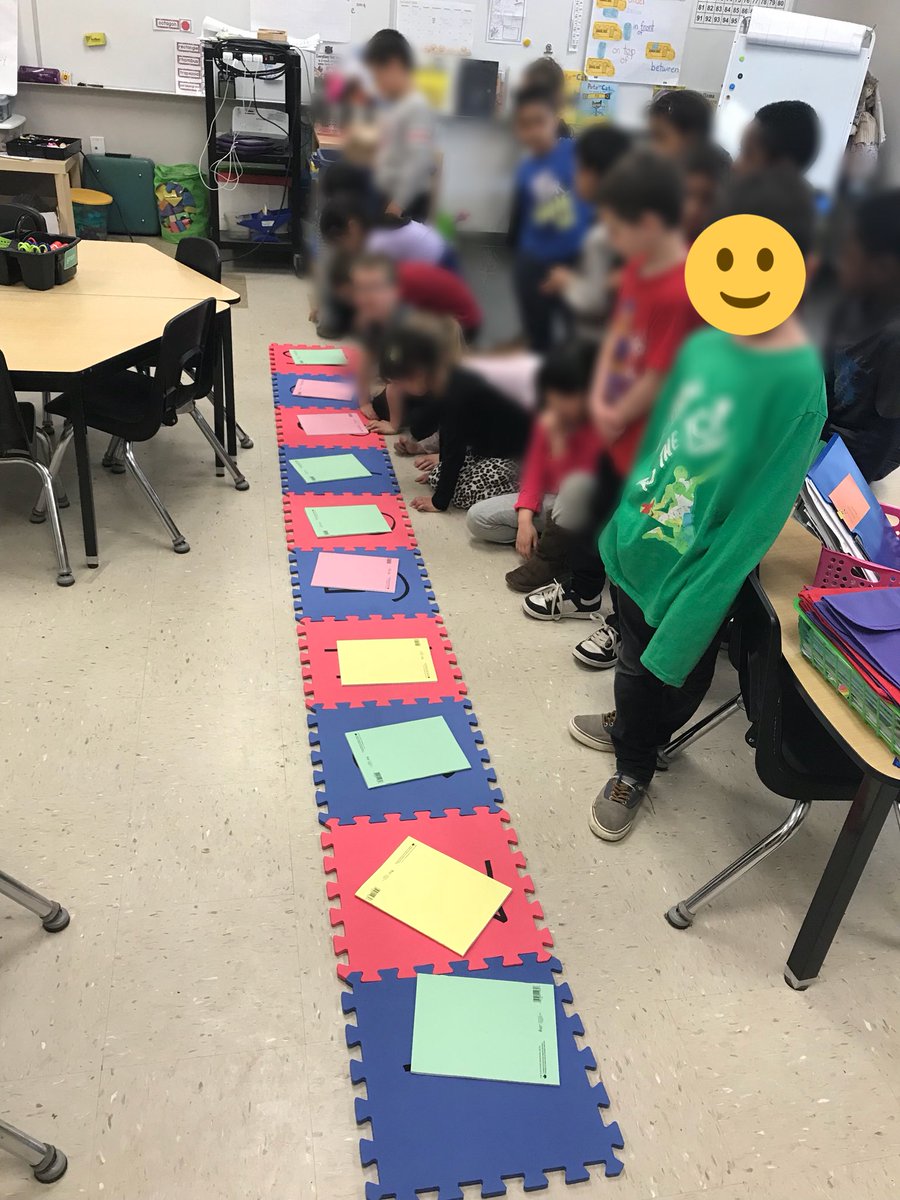 Playing Guess My Number with a #numberpath.  Ss used great mathematical language to describe and compare different numbers by giving clues. “This number is only the top row of a ten frame filled in, so it is half of ten!” Awesome inspiration from <a href="/superdouper1/">Karen Doupe</a> and <a href="/MyNssacksen/">Sarah Sacksen</a>!