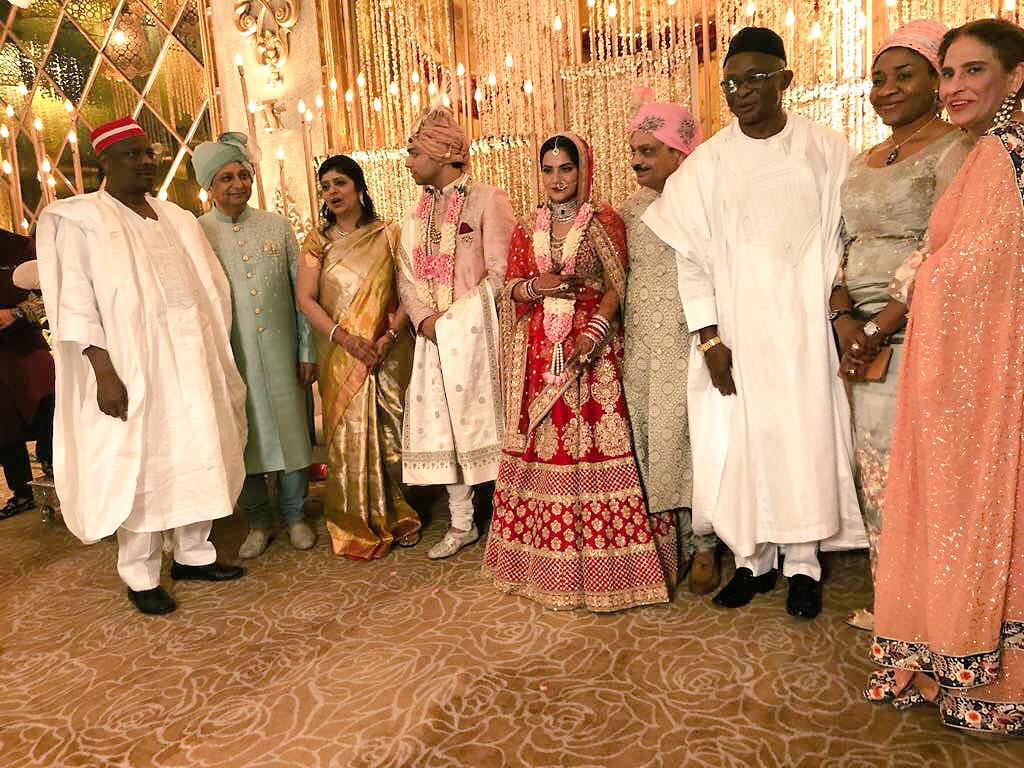 KwankwasoRM's tweet photo. With the couples Urvee &amp; Anirudh, the Nigerian Ambassador to India, my dear friend Mr Pradeep Gupta and his beautiful wife Seema https://t.co/yMnzBa0kEB