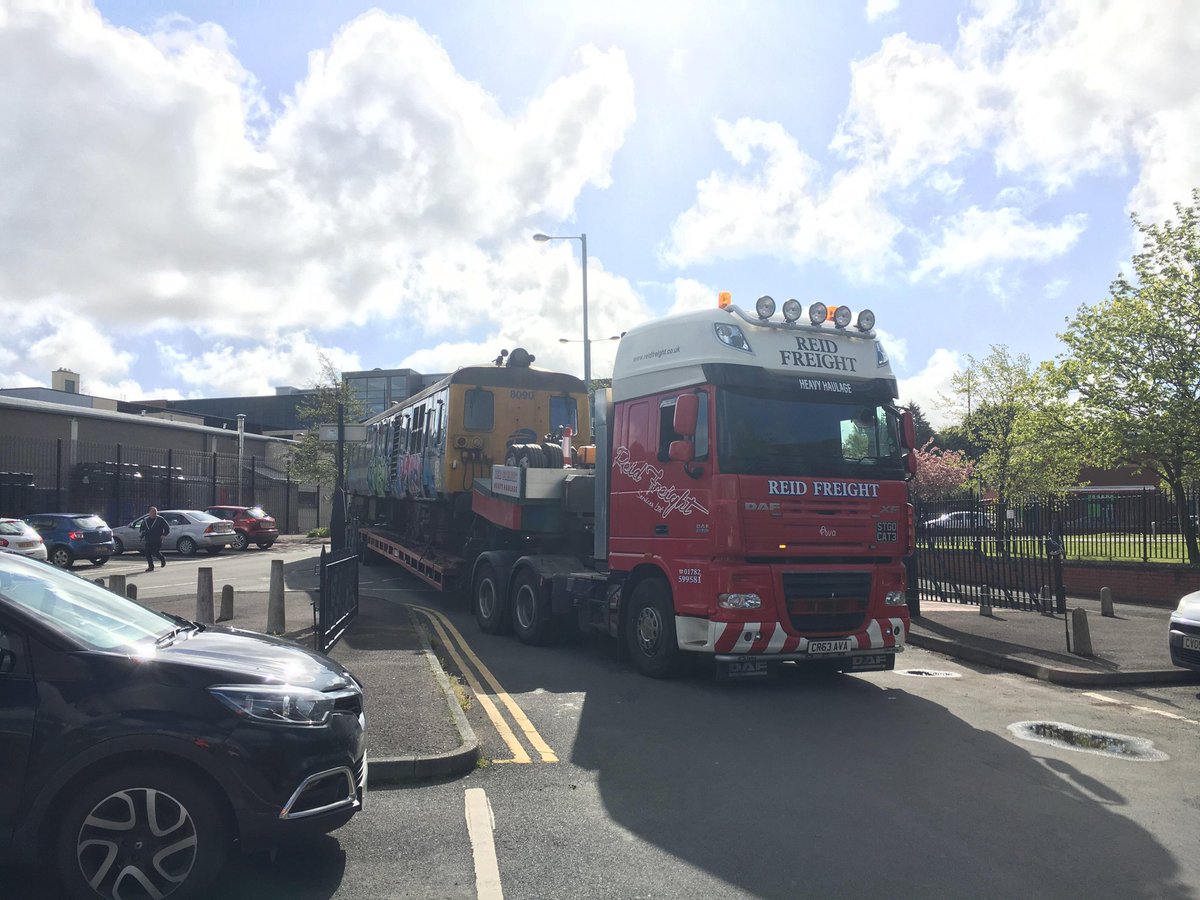 downrail's tweet photo. Spotted a train on the roads today? If you spot it send us your pics (so long as it's safe and legal to do so) @nitravelnews #Save80 https://t.co/nRcTIHWcBd