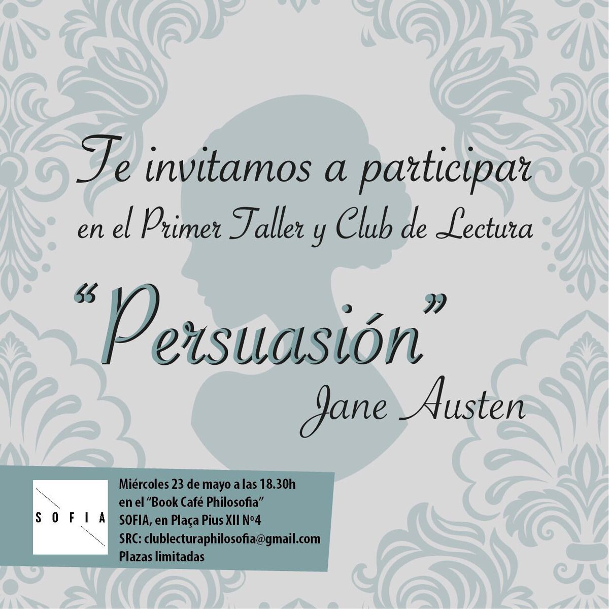 poppyg's tweet photo. Apúntate Primer Taller y Club Lectura en Barcelona “Persuasion” @JaneAustenSES @SalonJaneAusten #Austelona @SalonJaneAusten #JaneAusten #HotelSofia https://t.co/4RAa2CeTLJ