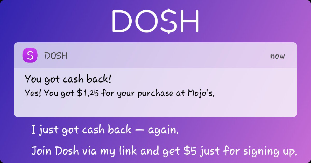 mjs8893's tweet photo. Free money! Dosh pays me to book hotels, shop, and go out to eat. #dosh https://t.co/HaA3Youleo https://t.co/dMXrSGwNOG