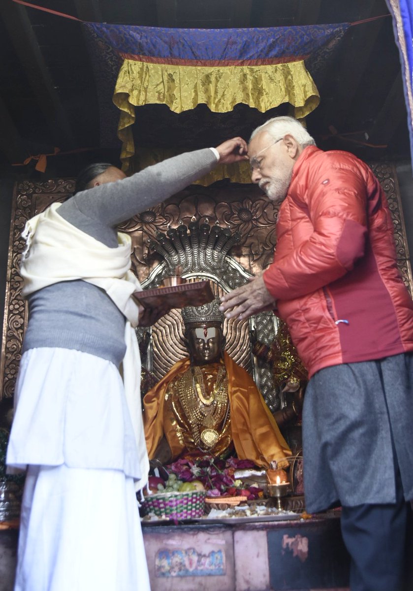 narendramodi's tweet photo. Spent a blessed morning at Muktinath. This land is spiritual and serene. https://t.co/1ELus8LxLK