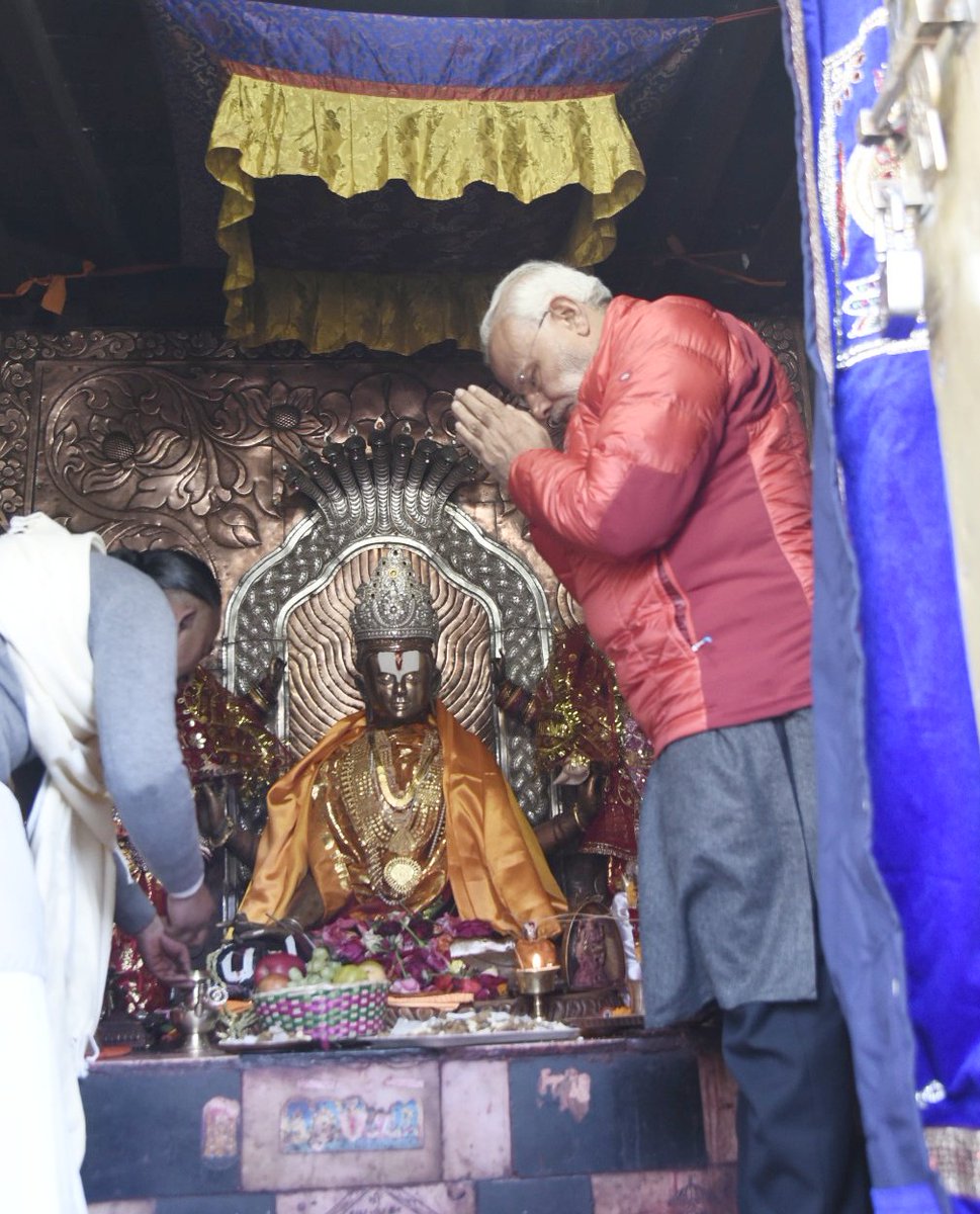narendramodi's tweet photo. Spent a blessed morning at Muktinath. This land is spiritual and serene. https://t.co/1ELus8LxLK