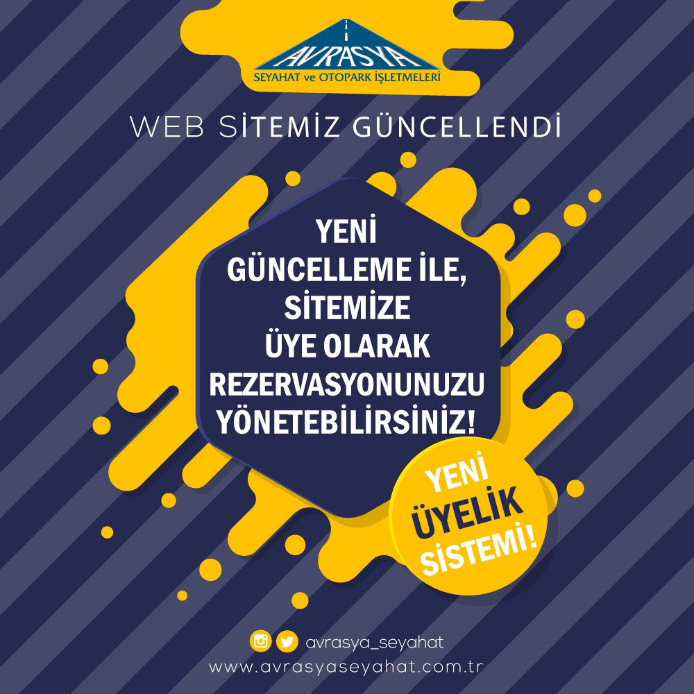 Web sitemiz güncellendi!
Yeni güncelleme ile, sitemize üye olarak rezervasyonunuzu yönetebileceksiniz! #avrasyaseyahat #onlinerezervasyon #otoparkrezervasyon #otopark