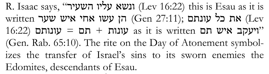 MauricePinay's tweet photo. The rite on the Day of Atonement [Yom Kippur] symbolizes the transfer of Israel’s sins to its sworn enemies the Edomites, descendants of Esau [ie. European Christians]

https://t.co/KSFXNSRAxt https://t.co/CcSXnWReNK