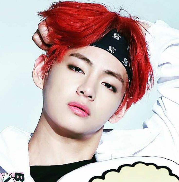 pics Bts V Red Hair Bandana taehyung with red hair bandana