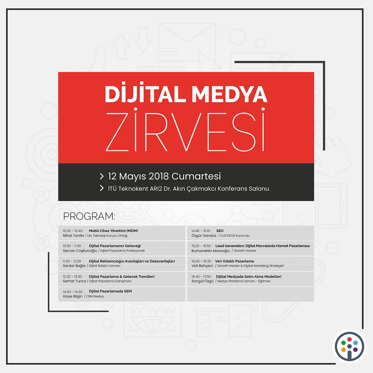 velibahceci's tweet image. Bugün İTÜ Teknokent ARI2’de @bilgeadam &apos;ın düzenlediği &quot;DİJİTAL MEDYA ZİRVESİ&quot;nde &quot;Veri Odaklı Pazarlama&quot; konulu bir konuşma yapacağım. Herkesi beklerim. Etkinliğimize kayıt için: bilgeadam.com/akademi/etkinl… 

#datadriventhinking #datadrivenadvertising #BigData #digitalmarketing