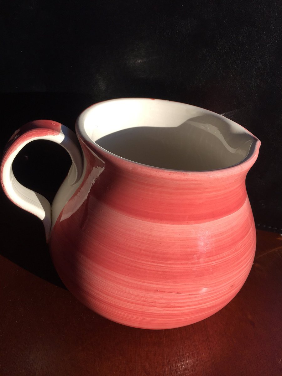 From my #etsy shop: Furo Pitcher Peach Hand Painted Glazed Pottery Pitcher Art Deco Pitcher 6 inch Water Pitcher from Italy Short and round Water Jug etsy.me/2Ig35Hl  #furioware #italianvase #ceramicpitcher #vintagepitcher #faithfullyvintagemn #PeachPitcher