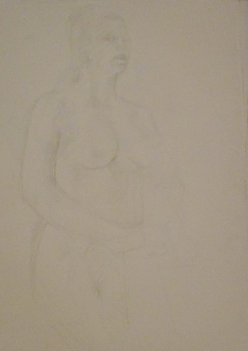ChristineX180's tweet image. Olaug Vethal(1946-2007) drew #figures at #lifeclasses often. Here&apos;s one of her #femalenude #sketches. For information or viewing, please send us a message.