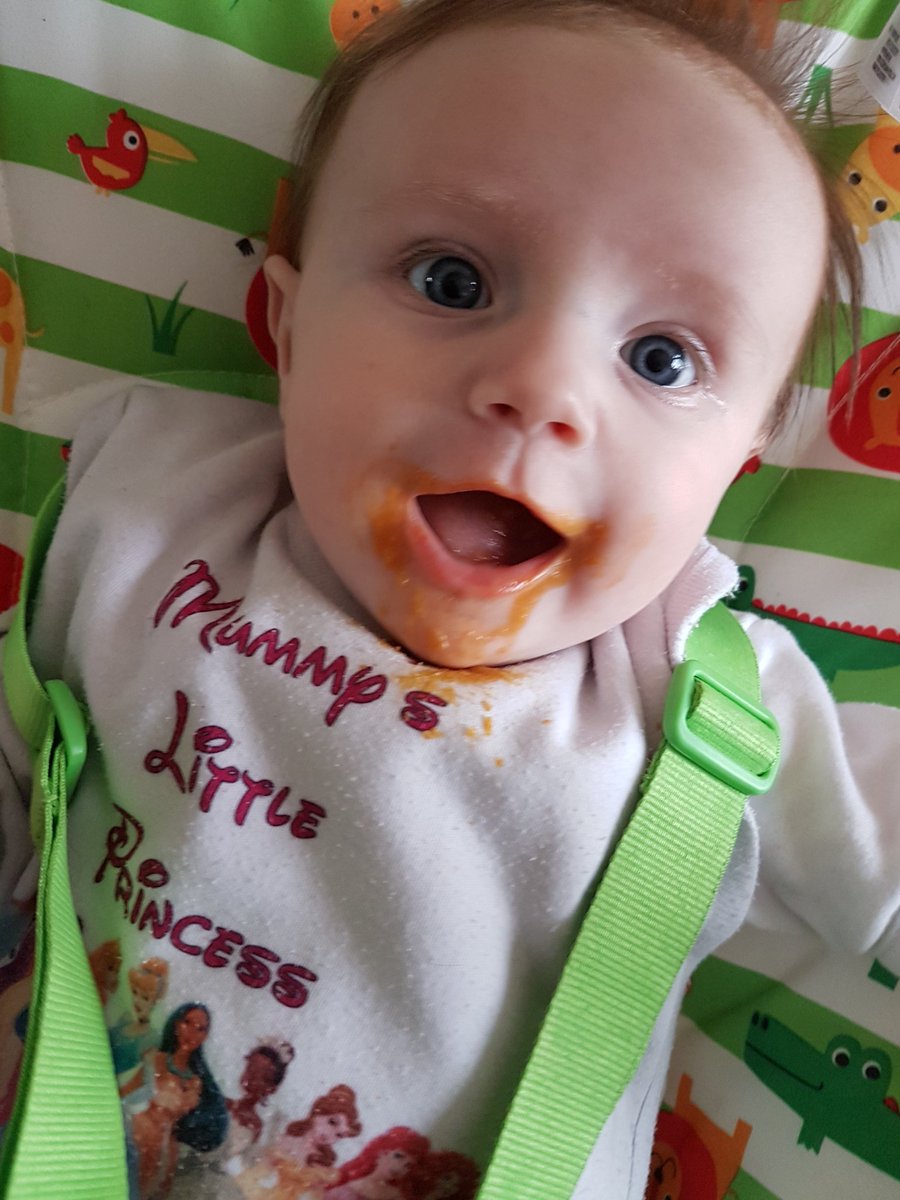 Sami_XLove's tweet photo. Someone's enjoyed their dinner last night! 
#Weaningweek2018 @cowandgate #messy #spagbol https://t.co/im0tXpUE05