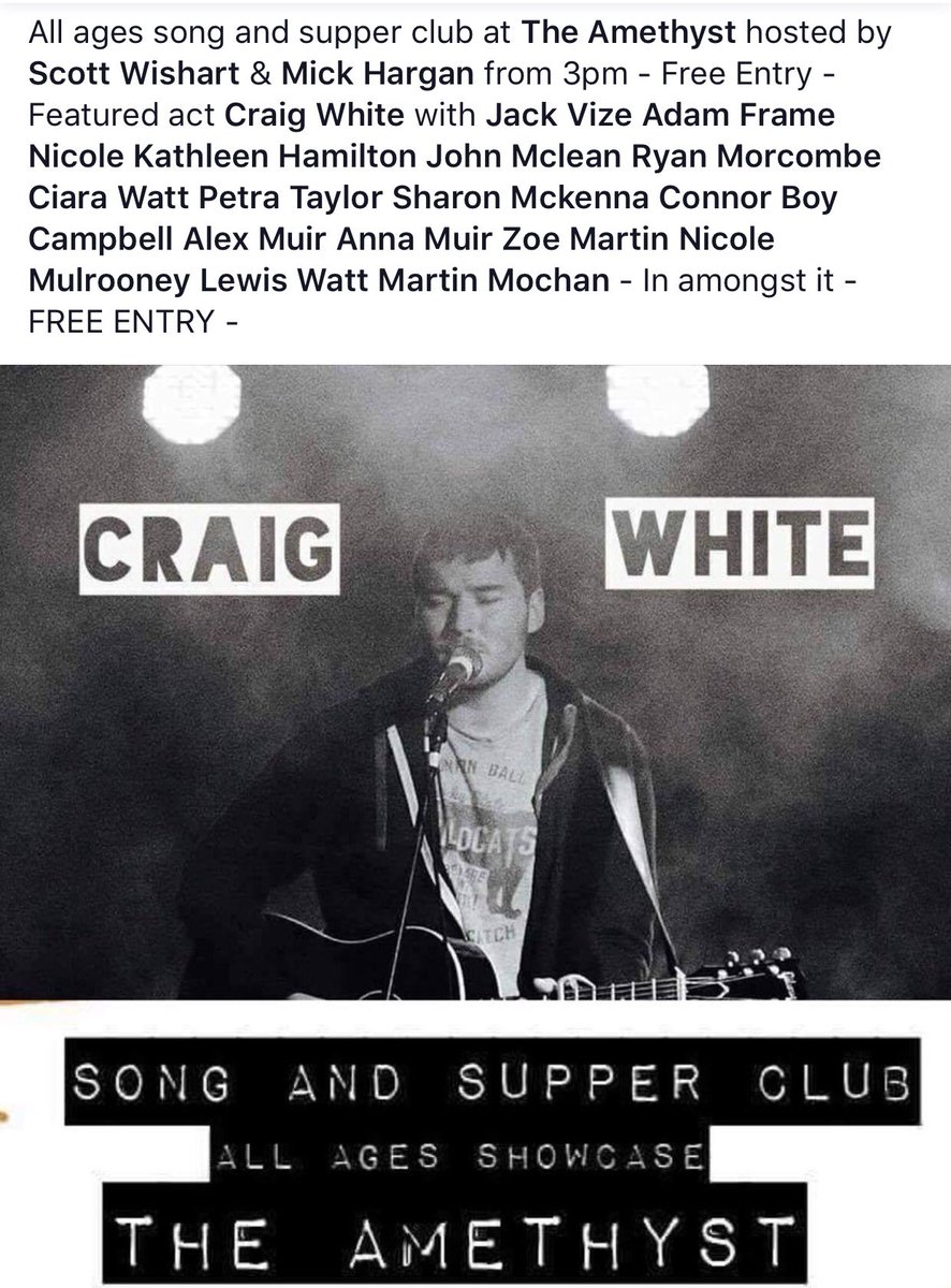 mickhargan's tweet photo. Today @TheAmethystGVN from 3pm - Mini music marathon from 3pm - Featuring @craigfwhite - Free Entry #Glasgow -#Music https://t.co/QXYqidCKZh