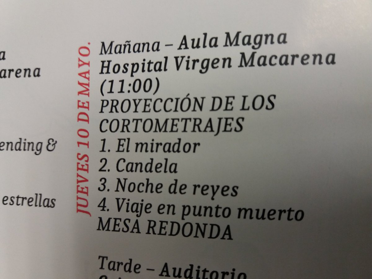 HUVMacarena's tweet photo. 3a sesión de @cinementalsalud en @HUVMacarena Estos son los cortos que valorarán los asistentes para el #PremiodelPublico 
Nos acompañan alumnos de los @iesHypatia @Iesitalica e @iesantonioulloa También son #TestigodeMiradas 
@saludand @ASAENES @AAMMAaudiov @COP_AO @FcomSevilla https://t.co/jPMne48k31