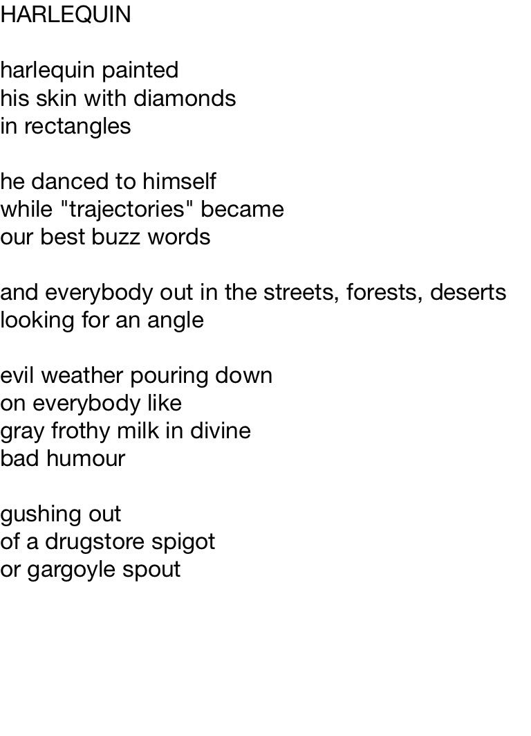 ZeroGravitypoet's tweet image. #MadeInNotability HARLEQUIN #poem @drdamiang @damian2649