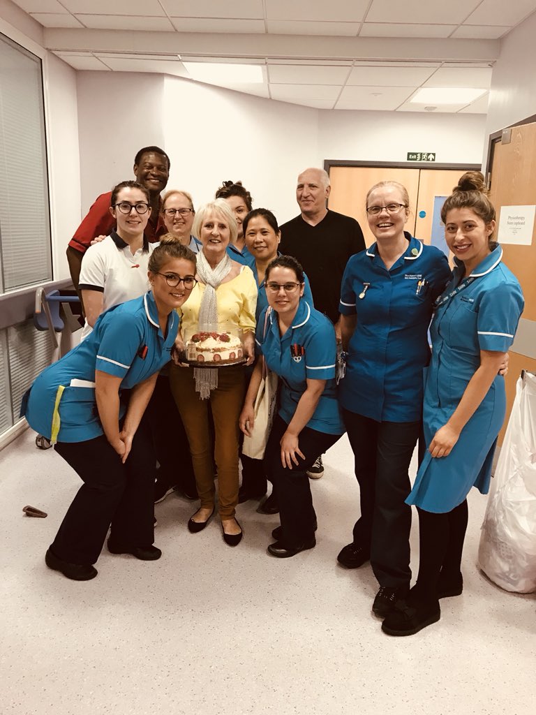 valpoole87's tweet photo. This amazing lady presenting ICU team  with a delicious strawberry gateau https://t.co/9d6wCLVXFf