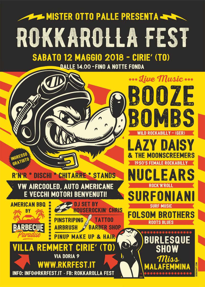 ROKKAROLLA FEST!! With the fabulous <a href="/Surfoniani/">I Surfoniani</a> !! Sabato 12 Maggio, Ciriè (TO) #surfrock #surfmusic #rock #festival #Turin