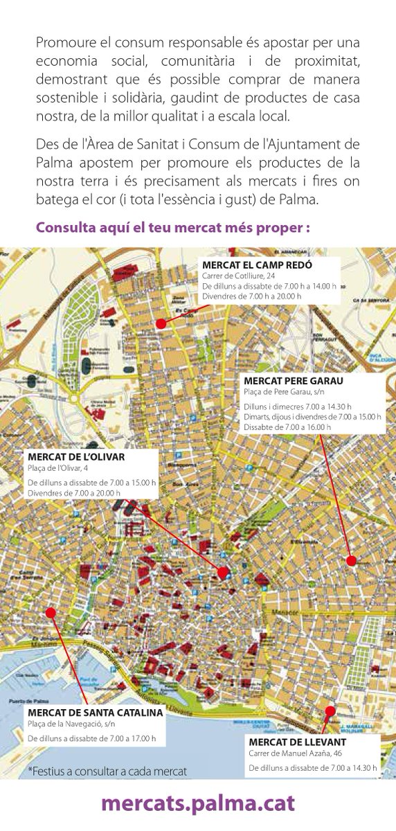ajuntpalma's tweet photo. #Mercats #Promoció

🍅🍈Presentam la campanya de promoció dels cinc mercats municipals.  Es distribuiran 1000 díptics  a OACs, casals de barri, biblioteques, mercats i oficines d’informació turística per divulgar aquests actius en salut.
👉Més info a: https://t.co/5YV13iYvE9 https://t.co/W1yNyferHY