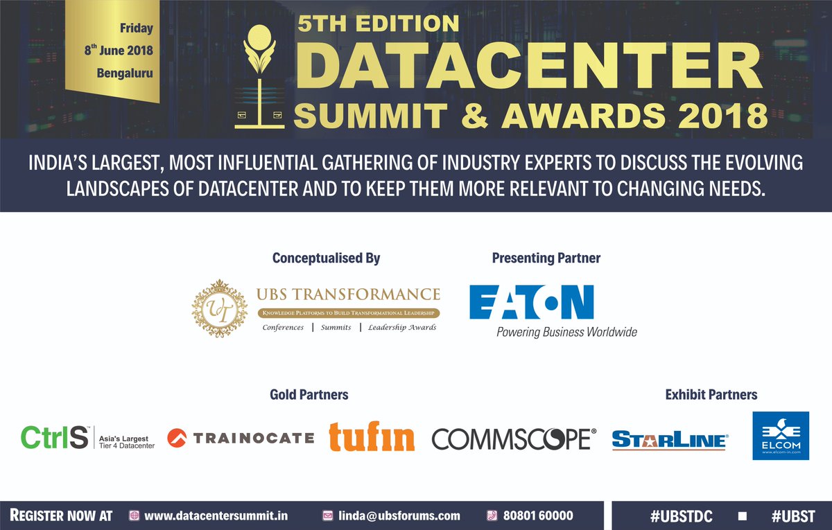 UBSTconferences's tweet photo. We welcome our Gold Partners @TufinTech &amp; @CommScope for the 5th Edition Data Center Summit &amp; Awards 2018. https://t.co/XCx3aXLgxK
#DataCenter #Datasecurity #Datacentercloud #Dataservicecenter #Dataserver #Cloudcomputing #Cloudcomputingsecurity #DataCenter2018 #CISO #UBST #UBSTDC https://t.co/BFaMgivOkW