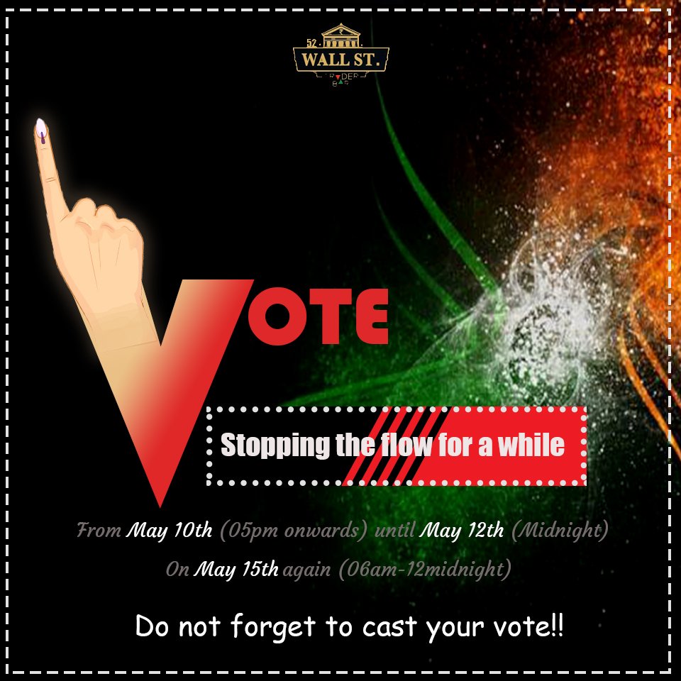 52_wallstreet's tweet photo. Stopping it for a while…will be back soon! 
 Do not forget to participate in #KarnatakaElection2018 #NammaBengaluru https://t.co/ovJm87QsOK