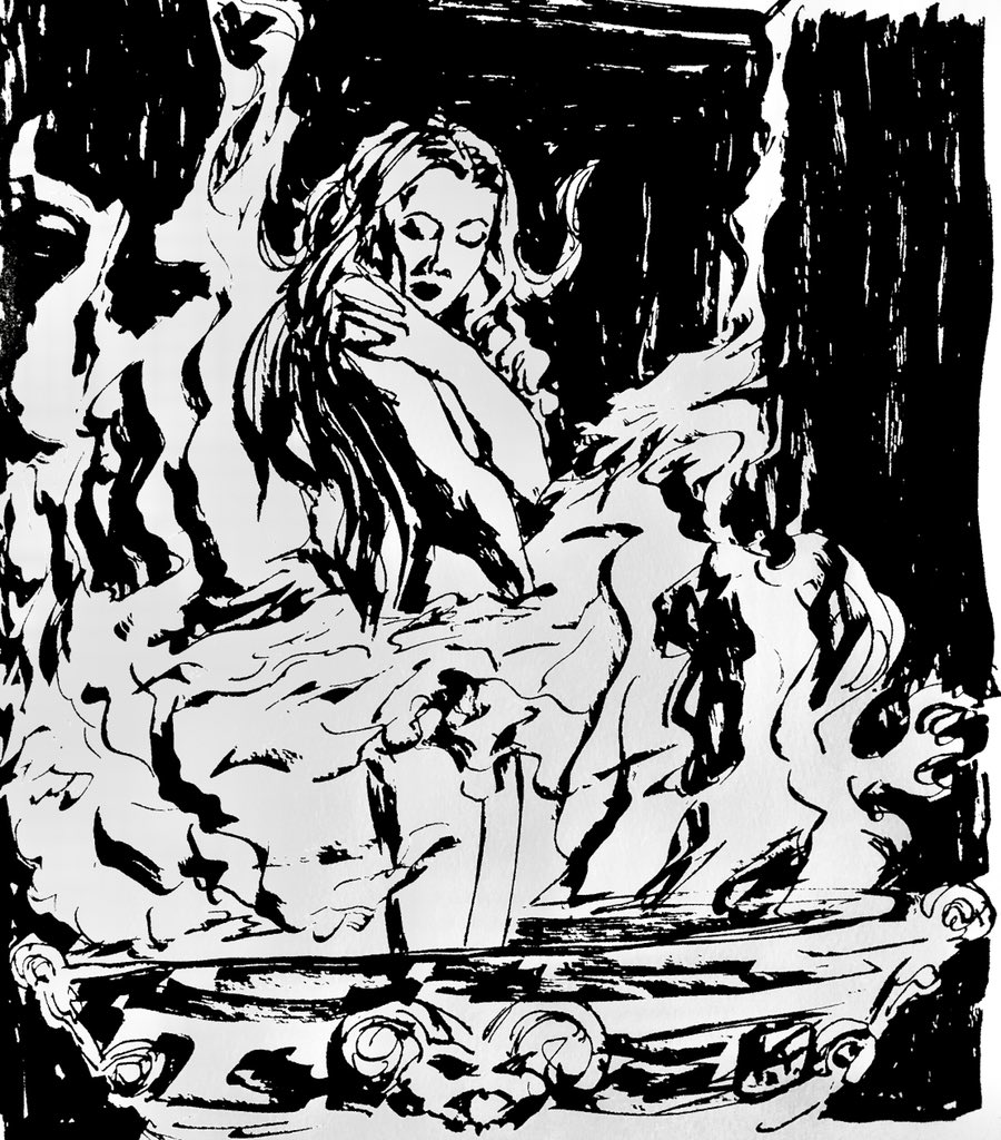 Midnight #drawing #SlingingInk #figuredrawing #PinupArt #WitchesCauldron #Satana #succubus