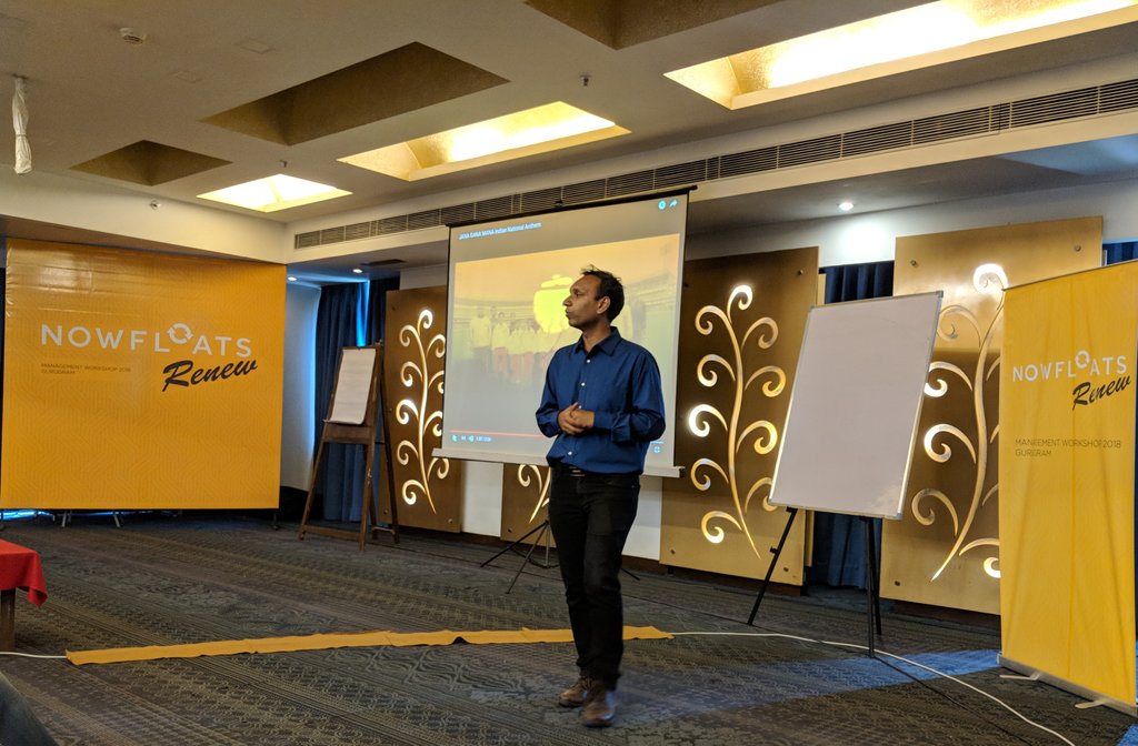 GulatiSinghJ's tweet photo. And @Rebel_Nitin kicks of #NFRenew2018 Management Workshop @NowFloats. Today is all about the Channel Business. https://t.co/iep9syOpZS