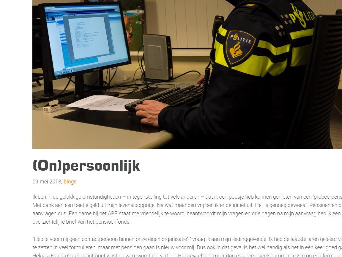 ErwinKoenen's tweet image. “Na 45 jaar hoge bergen en diepe dalen midden in onze maatschappij zet ik een punt achter mijn prachtbaan.” Het blijft stil aan de overkant.

Lees deze blog van een gepensioneerde wijkagent.
acp.nl/onpersoonlijk/