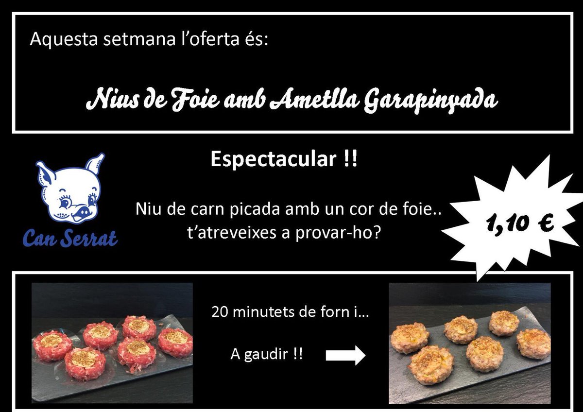 Can_Serrat's tweet photo. L'oferta d'aquesta setmana... una de les nostres novetats d'aquest 2018 !!

Nius de Foie amb Ametlla Garapinyada!!

Un plat d'alta cuina a casa teva, amb només un toc de forn... 😋😋 https://t.co/0gkQl9SQef