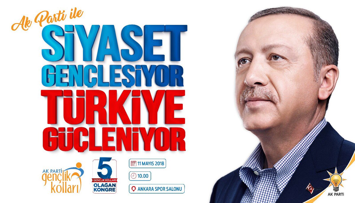 mehmetsalihsarc's tweet photo. Genel Başkanımız ve Cumhurbaşkanımız Sn. Recep Tayyip Erdoğan'ın teşrifleri ile gerçekleştirilecek olan AK Parti Gençlik Kolları 5. Olağan Büyük Kongremiz için 11 Mayıs'da Ankara'da buluşalım.

AK Parti İle Siyaset Gençleşiyor Türkiye Güçleniyor.

#AKGençlikGüçlüGelecek https://t.co/3tf2SgurS1
