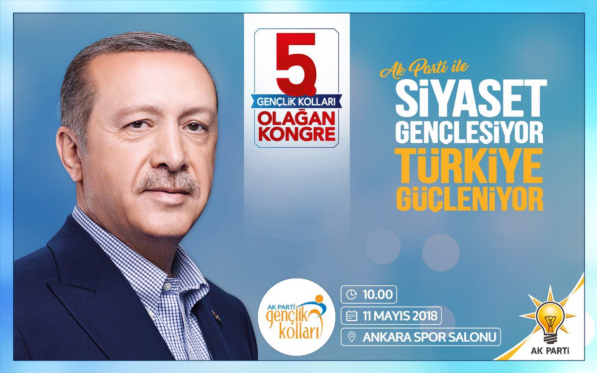 mehmetsalihsarc's tweet photo. Genel Başkanımız ve Cumhurbaşkanımız Sn. Recep Tayyip Erdoğan'ın teşrifleri ile gerçekleştirilecek olan AK Parti Gençlik Kolları 5. Olağan Büyük Kongremiz için 11 Mayıs'da Ankara'da buluşalım.

AK Parti İle Siyaset Gençleşiyor Türkiye Güçleniyor.

#AKGençlikGüçlüGelecek https://t.co/3tf2SgurS1