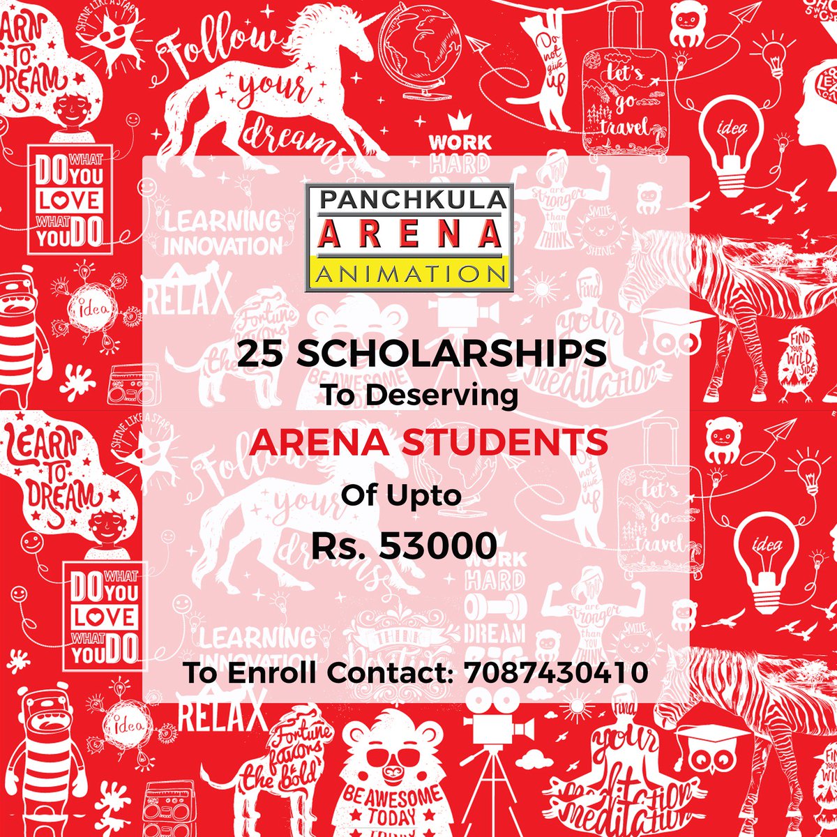 ArenaPanchkula's tweet photo. Arena Animation, Panchkula is giving away scholarships to the deserving candidates. You could be the next one. 
#ArenaAnimation #Panchkula #AAP #scholarships #students #candidates #india #Wednesdaywealth #animation #vfx #gaming #filming #multimedia https://t.co/lSzA70ExIm