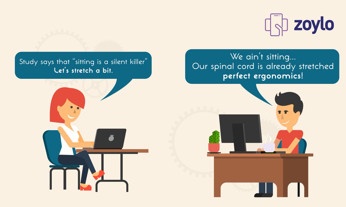 ZoyloDigiHealth's tweet photo. There are a number of jokes and memes floating on the social media over office ergonomics. What is your best ergonomic stance in office? Tweet your reply below. #HealthCare #HealthyOffice #OfficeErgonomics https://t.co/EtGxeMHFFZ