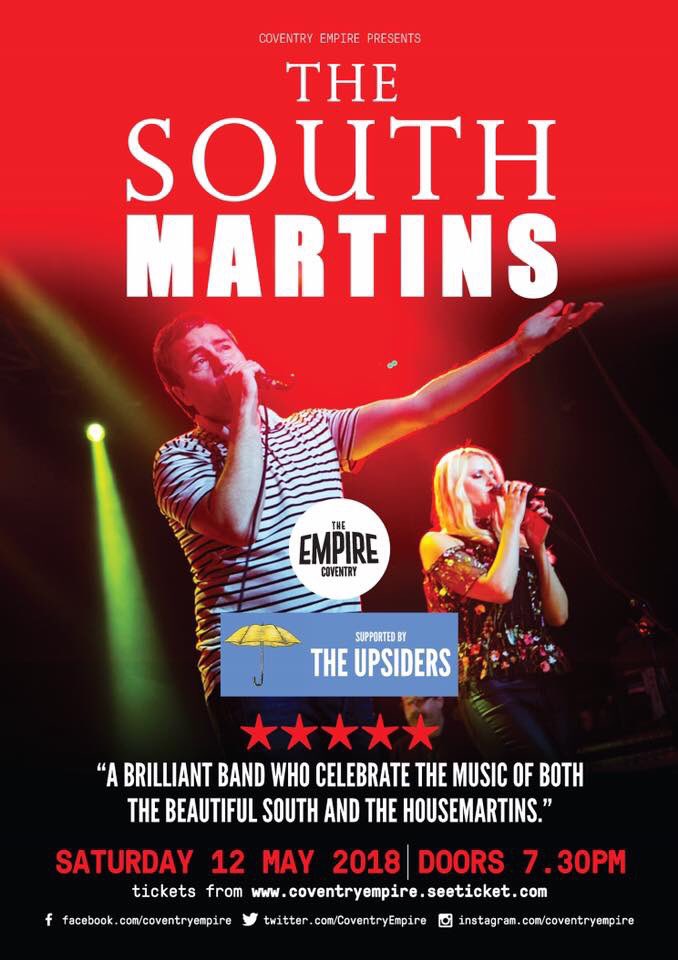 SATURDAY /@thesouthmartins & @theupsidersband come to @Coventry @CoventryEmpire @Covhour @CovCityCentre @Coventry2021 @trishwilletts @jkiely_john @CoventryUpdates @CoventryUpdate @covobservernews @WhatsOnWarwicks @WhatsOnBrum @CovMusicM @coventry_music @CV1MusicScene