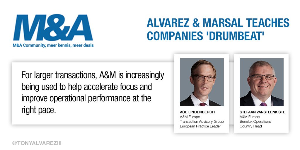 TonyAlvarezIII's tweet photo. Our @AlvarezMarsal Europe MDs Stefaan Vansteenkiste &amp; Age Lindenbergh were featured in the @MenACommunity April 2018 issue! Read as they discuss managing change within corporate &amp; #privateequity portfolio companies here: https://t.co/DS5WXMV60o #MnA #Mergers #Acquisitions https://t.co/a4FTQ1oJWN