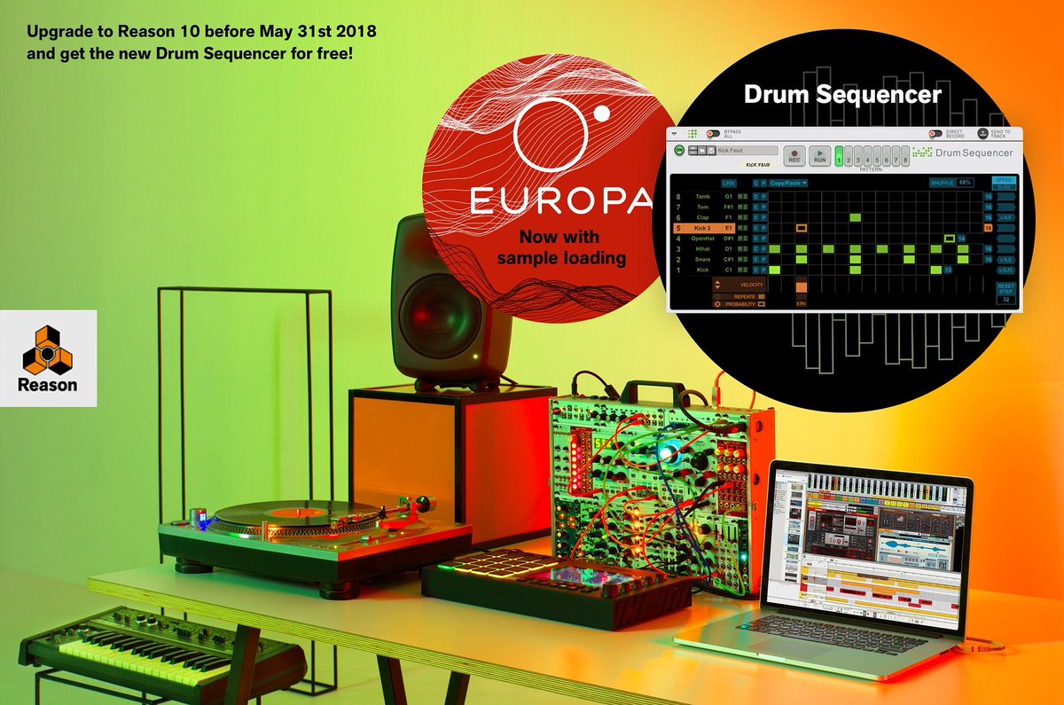 THEDJSHOP's tweet photo. Now is a good time to upgrade to #Reason10... for the month of May you can get your hands on a FREE Drum Sequencer
 https://t.co/kZIfpT4Flp

#propellerhead #propellerheadsoftware #reason10 #reasonlite #softwareupdate #softwareupgrade #specialoffer #drumsequencer #musicproduction https://t.co/8rZU2N2slx