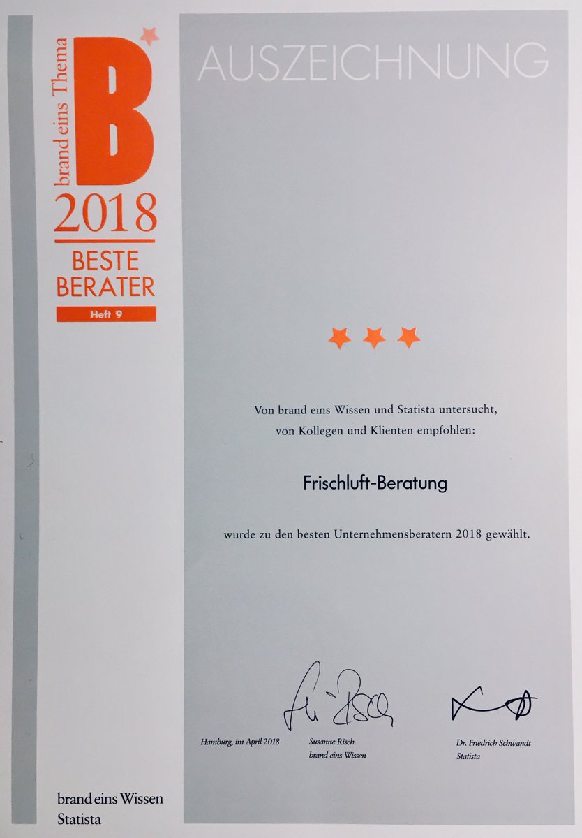 Boom shakalaka! Das geht runter wie Öl! Frischluft in der brand eins! 
brand eins und Statista haben gerade die besten Berater ausgezeichnet und wir sind mitten drinne! Wir freuen uns! :) Vielen Dank an alle Kolleg*innen und Kund*innen, die für uns gevotet haben!
