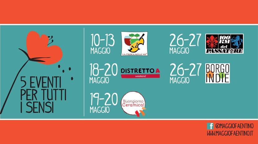 Da <a href="/musicanelleaie/">La Musica nelle Aie</a> a <a href="/BorgoIndie/">Borgo Indie</a>, maggio è ricco di eventi a #Faenza e dintorni: scoprite come vivere il <a href="/maggiofaentino/">Maggio Faentino</a> tra cultura, sport ed enogastronomia 😉 maggiofaentino.it