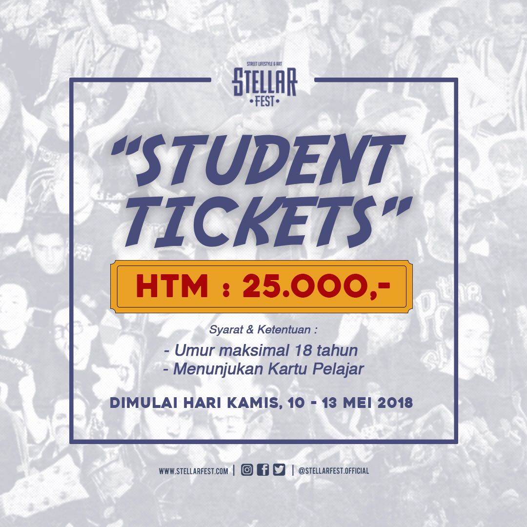 Untuk pelajar, ada promo tiket masuk STELLAR FEST hanya 25.000! Suicide Anthem ada di BLUE AREA NO.25 Lt.2 yaaa