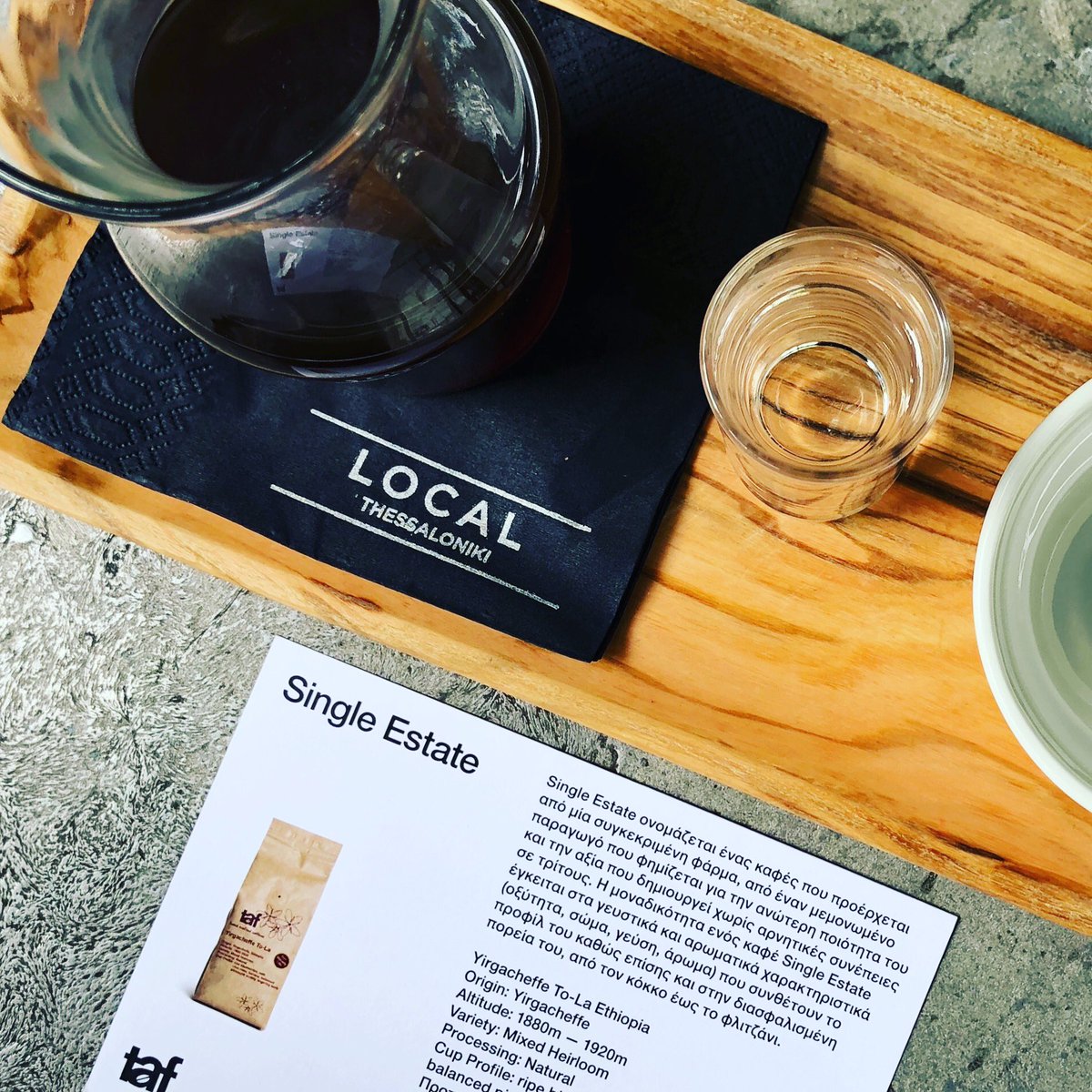 LocalThess's tweet photo. Απολαύστε αύριο τον καφε #to_la από τα χέρια του βραβευμένου barista της Taf coffee στο μοναδικο event “Exceptional Coffee Tasting Experience by Taf” στο #LocalThessaloniki! 
#tafcoffeetasting https://t.co/80NoqhaLI2