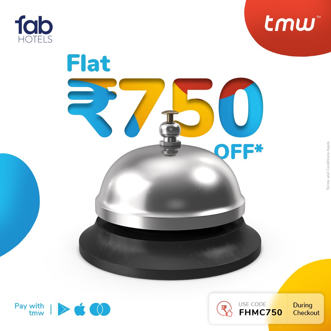 It's time to enjoy your summer holiday's 🏖Book your hotel stay using your new tmw card powered by Mastercard at <a href="/FabHotels/">FabHotels</a> and get a flat ₹750 off when you use the code FHMC750 

Hurry, get packing!! #paywithtmw #smartspend #smarttraveler #hotel #offers