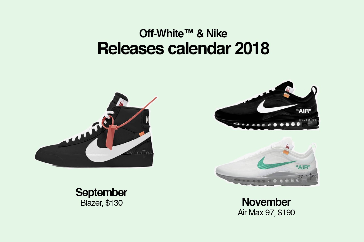 off white shoe release calendar